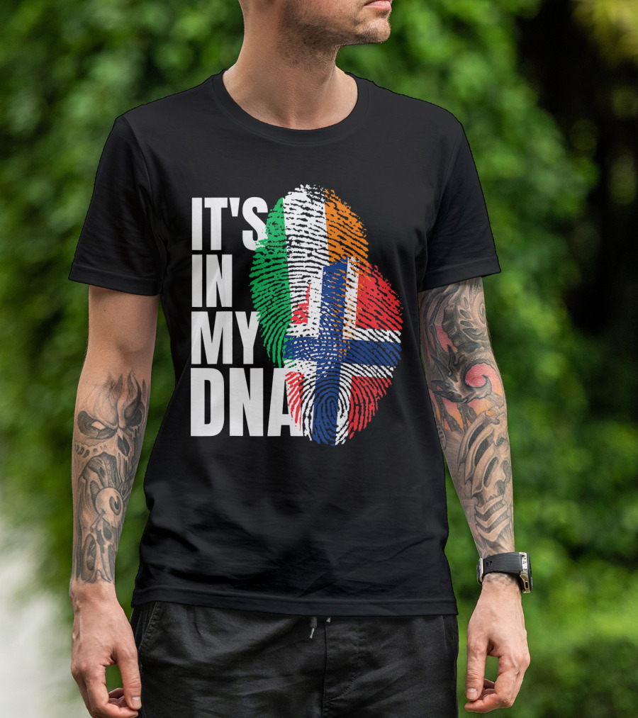 IT'S IN MY DNA Irish Plus Norwegian Mix Heritage Fingerprint T-Shirt