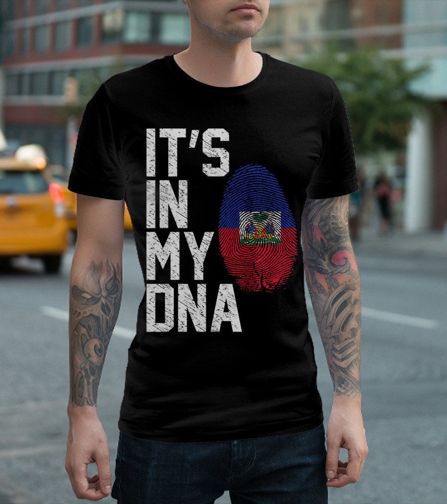 IT'S IN MY DNA Haiti Haitian Flag Fingerprint T-Shirt