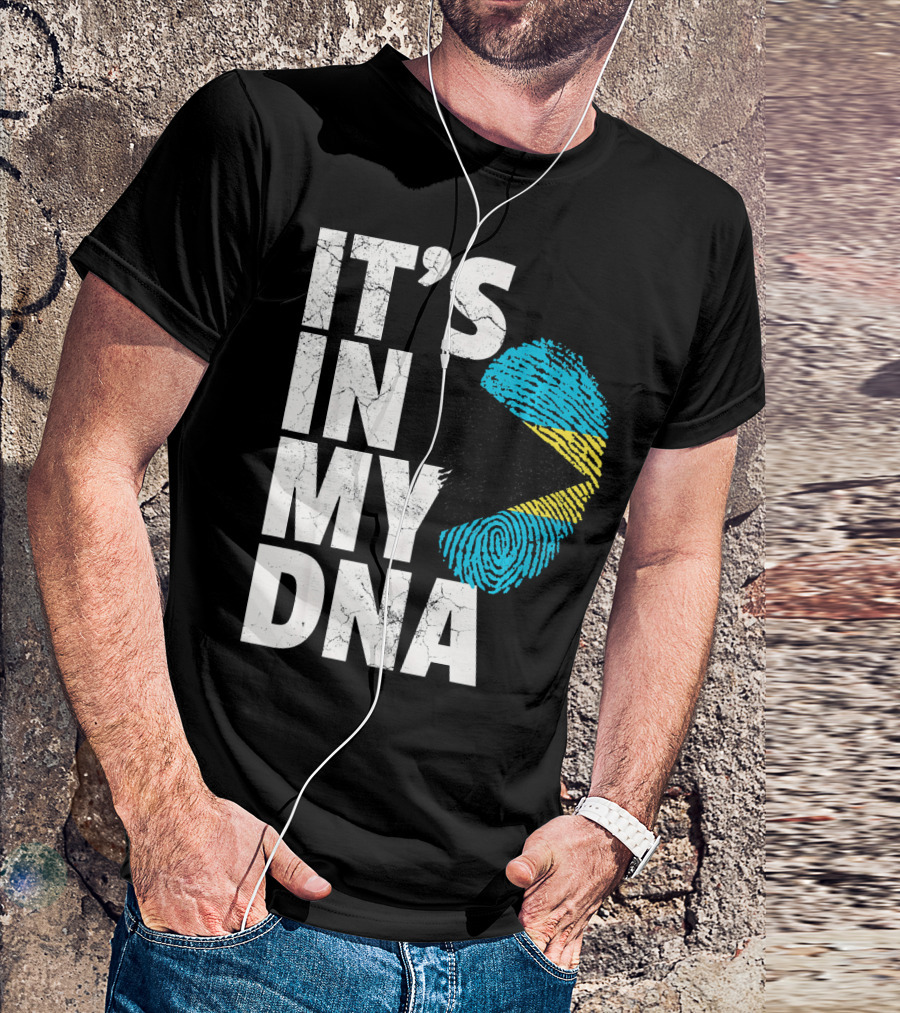 IT'S IN MY DNA Bahamas Bahamian Flag Fingerprint T-Shirt