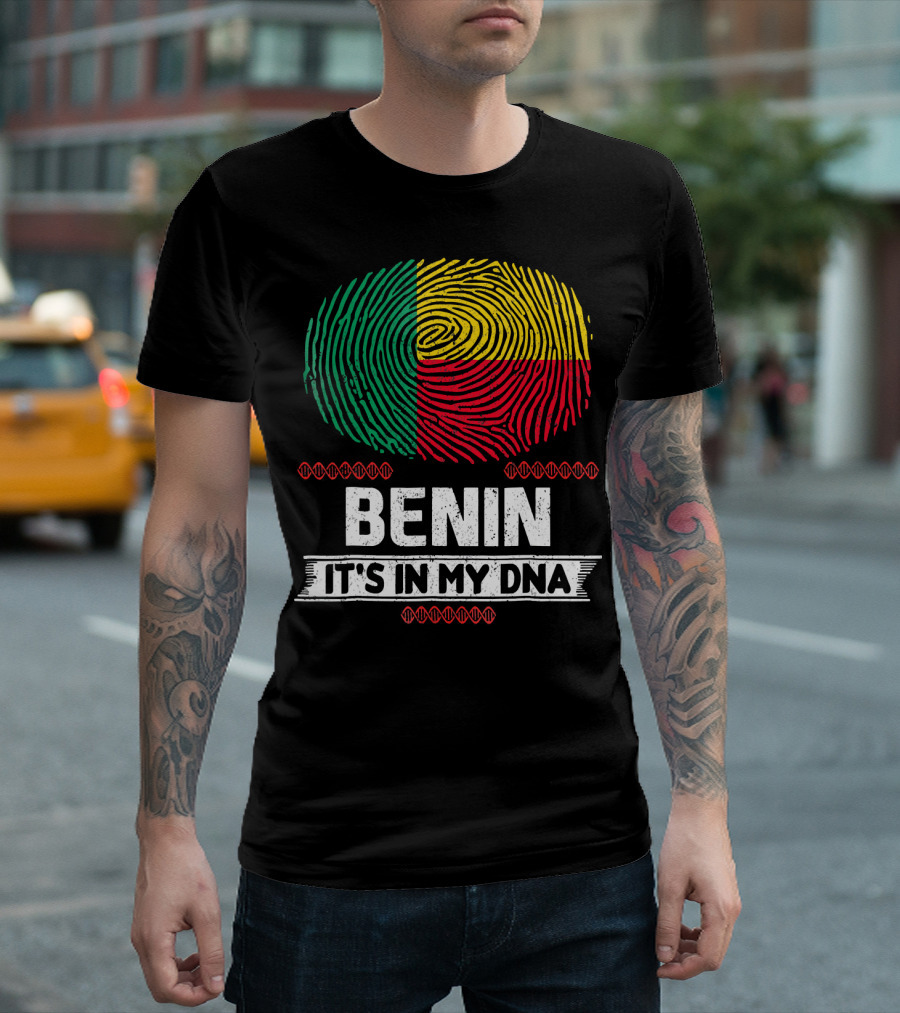 Benin It's In My DNA Beninese Flag Fingerprint T-Shirt