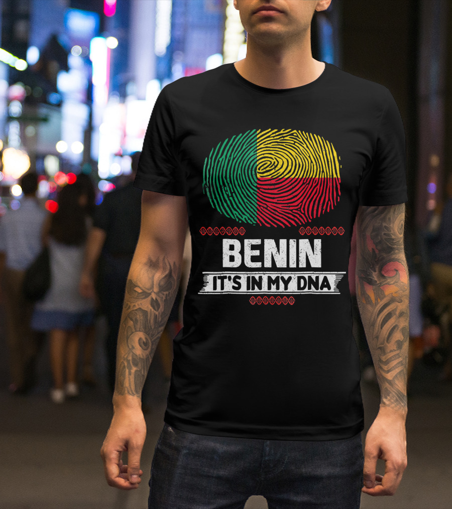 Benin It's In My DNA Beninese Flag Fingerprint T-Shirt