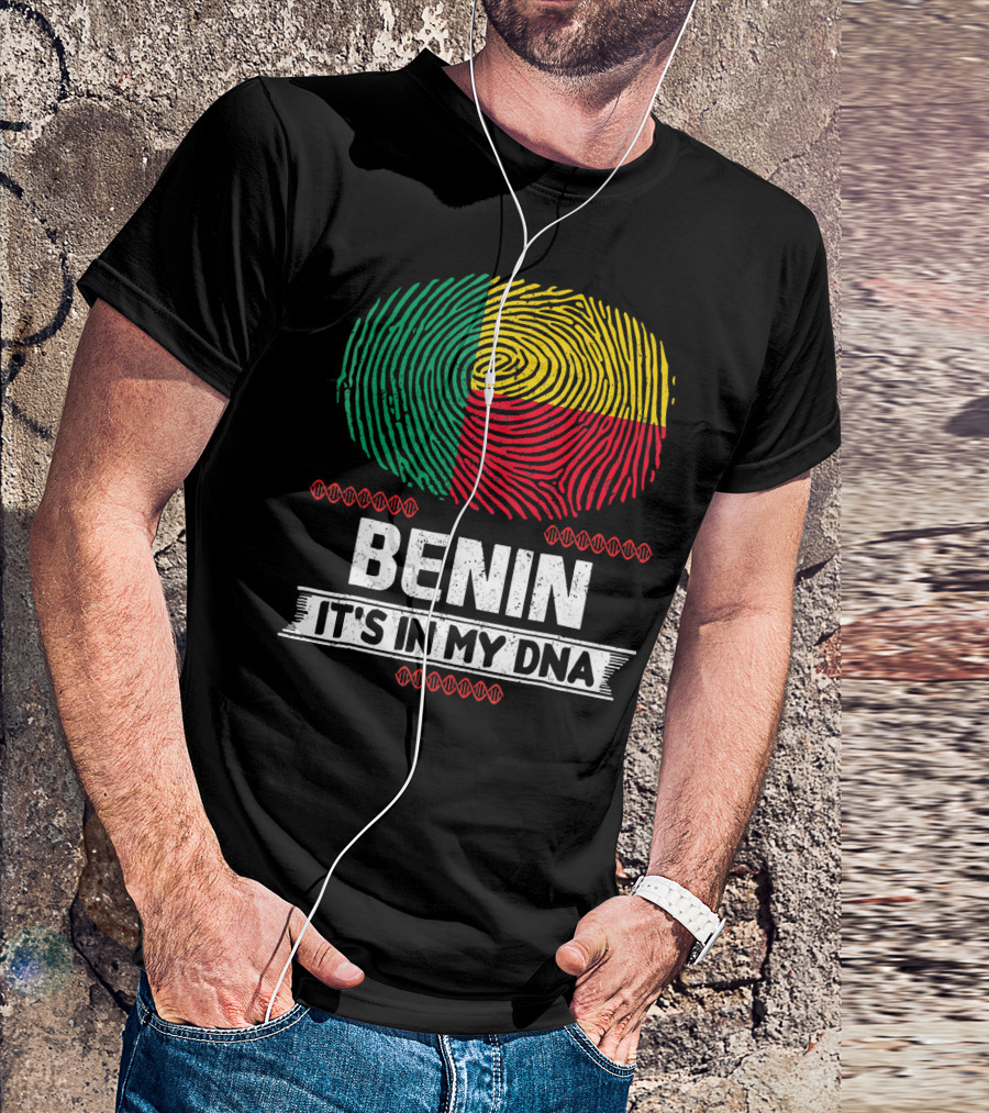 Benin It's In My DNA Beninese Flag Fingerprint T-Shirt