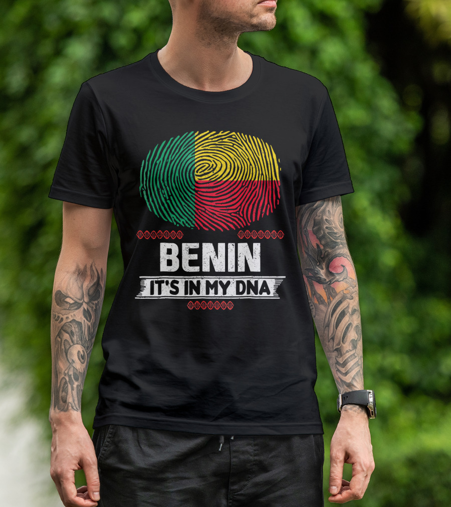 Benin It's In My DNA Beninese Flag Fingerprint T-Shirt