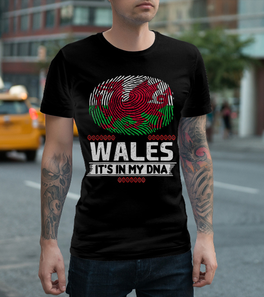 Wales It's In My DNA Welsh Flag Fingerprint T-Shirt