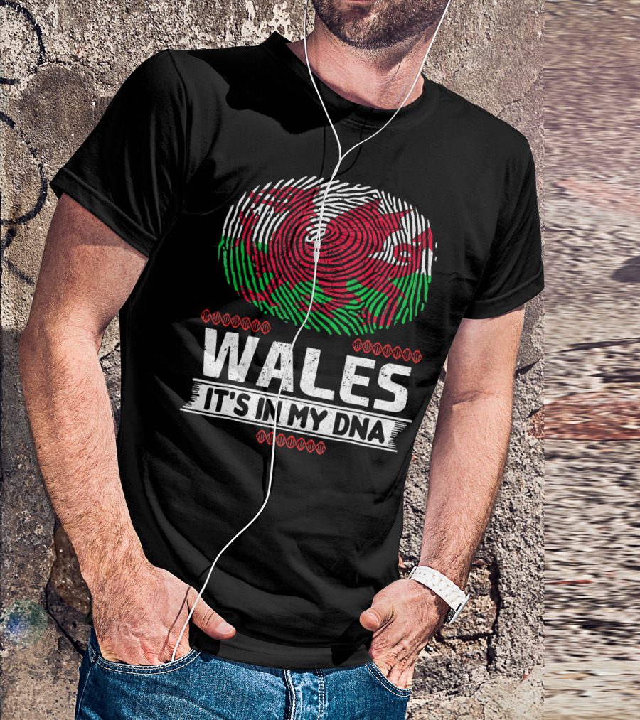 Wales It's In My DNA Welsh Flag Fingerprint T-Shirt