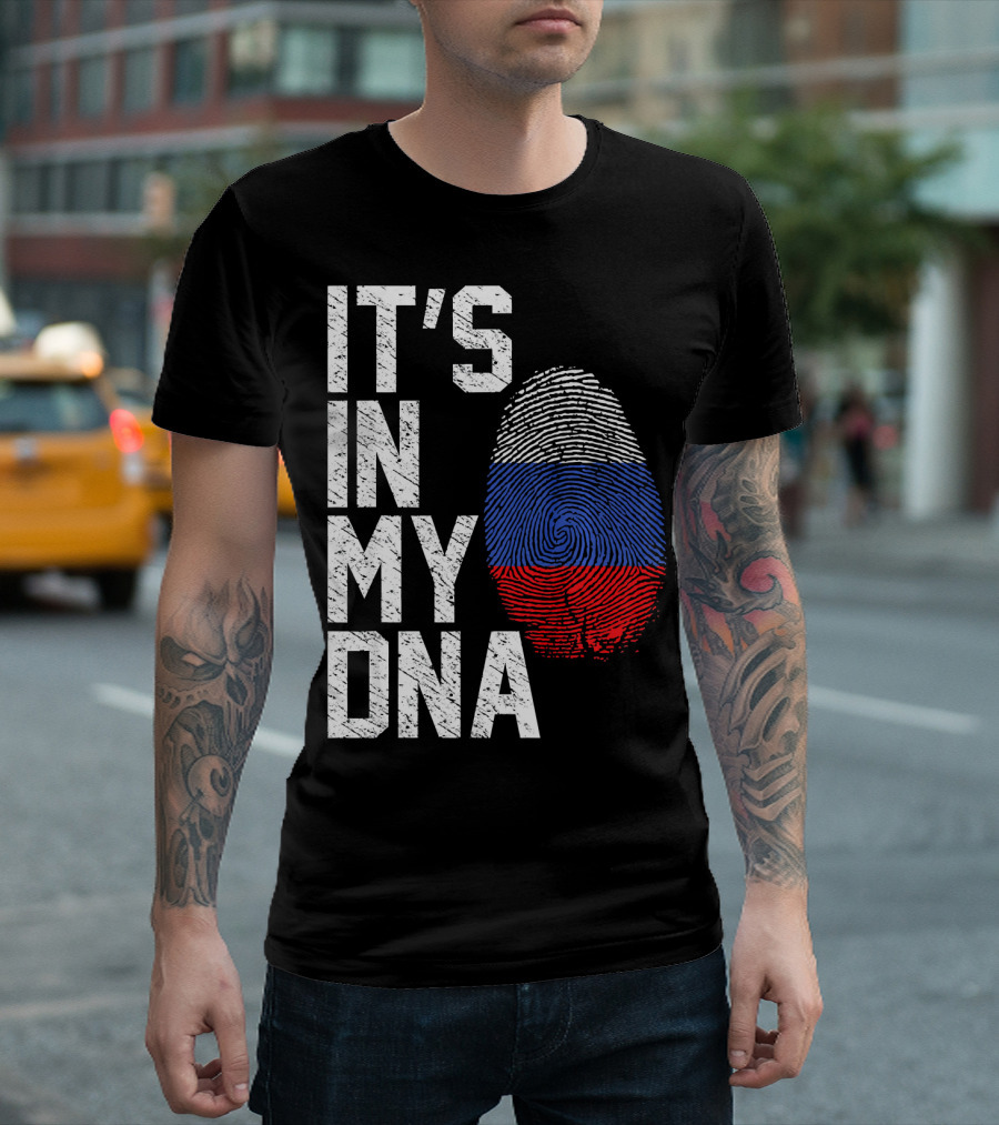 IT'S IN MY DNA Russia Flag Fingerprint T-Shirt