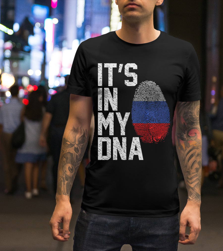 IT'S IN MY DNA Russia Flag Fingerprint T-Shirt