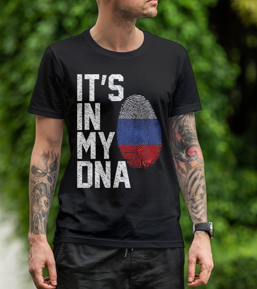 IT'S IN MY DNA Russia Flag Fingerprint T-Shirt
