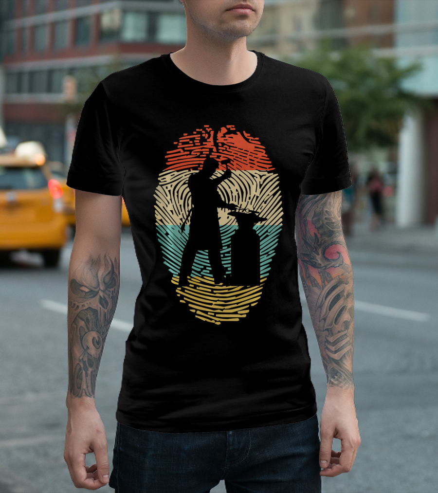 Fingerprint Retro BLACKSMITH Silhouette Craftsmanship T-Shirt