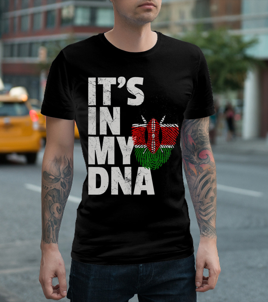 ITS IN MY DNA Kenya Flag Fingerprint T-Shirt