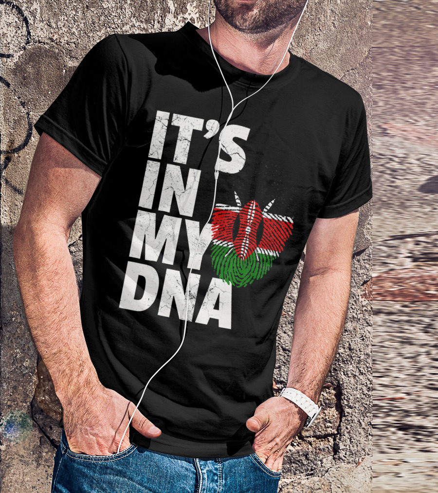 ITS IN MY DNA Kenya Flag Fingerprint T-Shirt