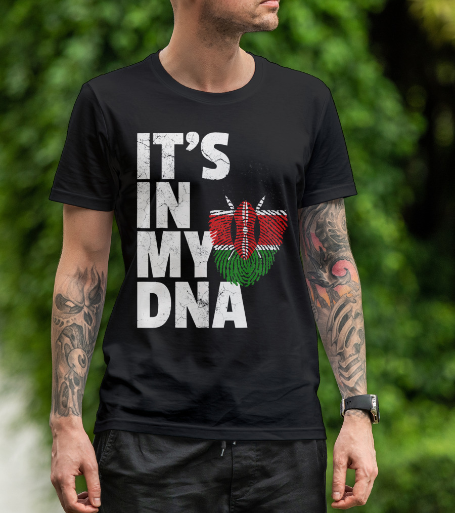 ITS IN MY DNA Kenya Flag Fingerprint T-Shirt