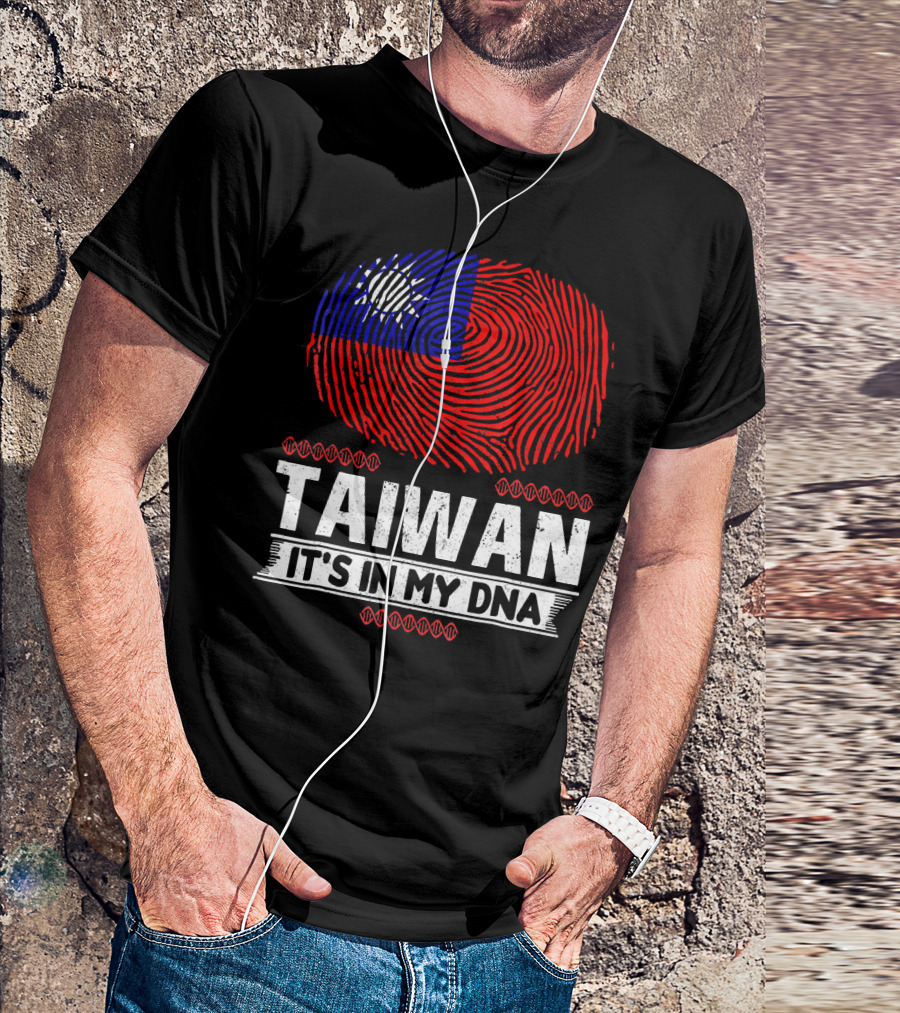 TAIWAN IT'S IN MY DNA Fingerprint Taiwanese Flag T-Shirt