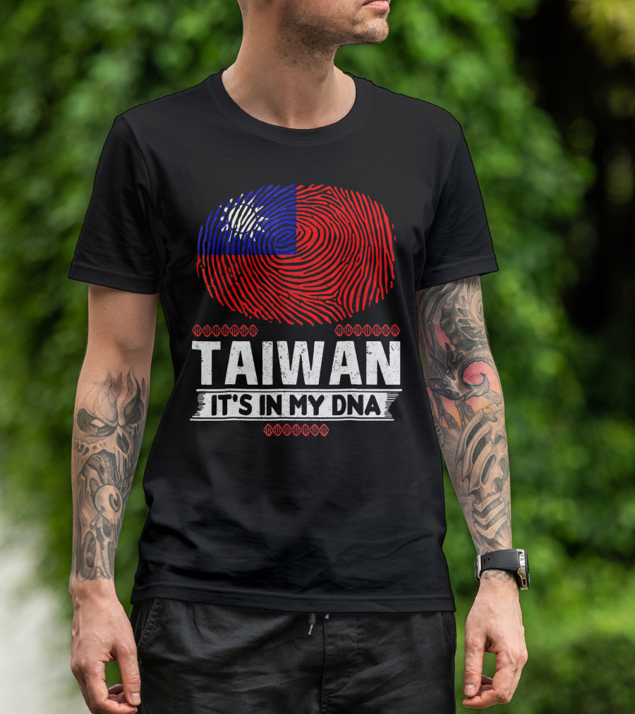 TAIWAN IT'S IN MY DNA Fingerprint Taiwanese Flag T-Shirt