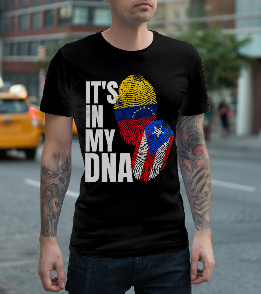 It's In My DNA Venezuelan And Boricua Flag Fingerprints T-Shirt