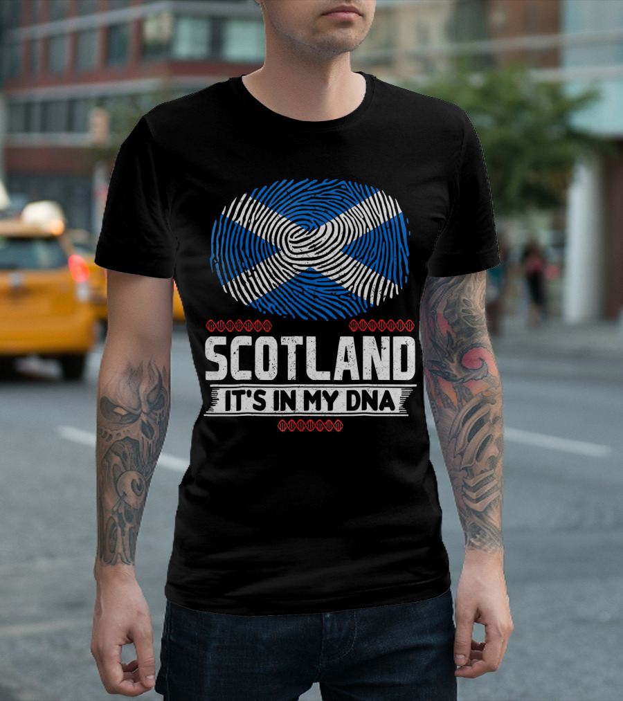 SCOTLAND It's in My DNA Scottish Flag Fingerprint T-Shirt