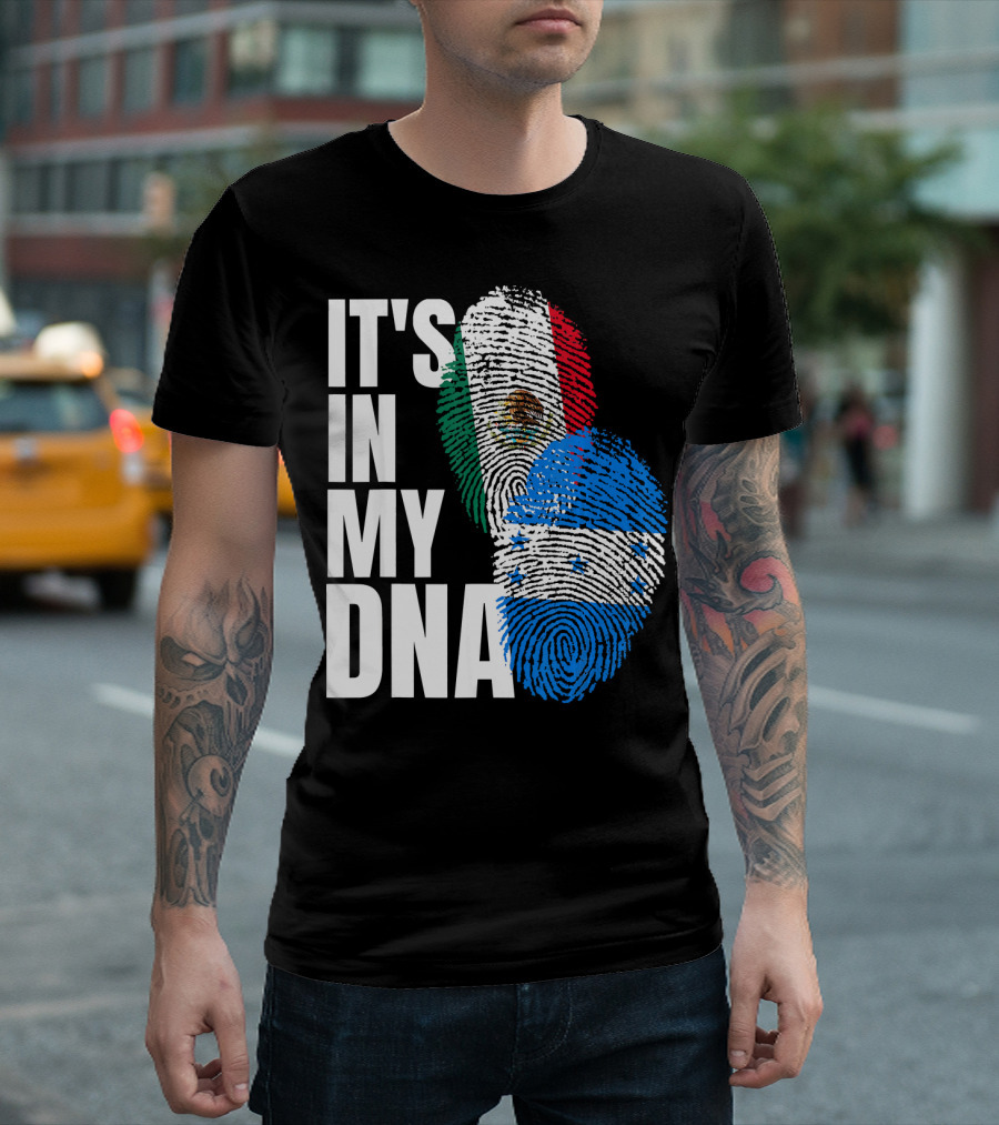 Mexican and Honduran Flag Fingerprints It's in My DNA Heritage T-Shirt