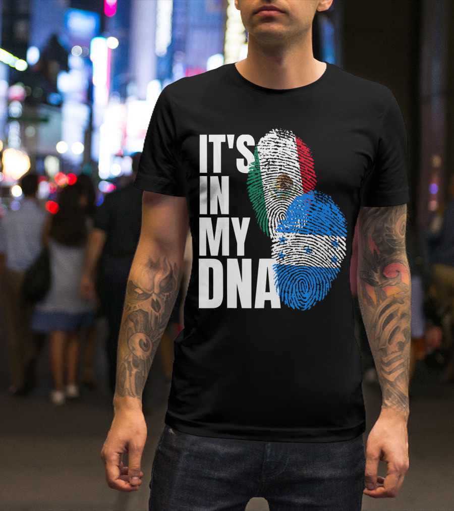 Mexican And Honduran Flag Fingerprints It's In My DNA Heritage T-Shirt