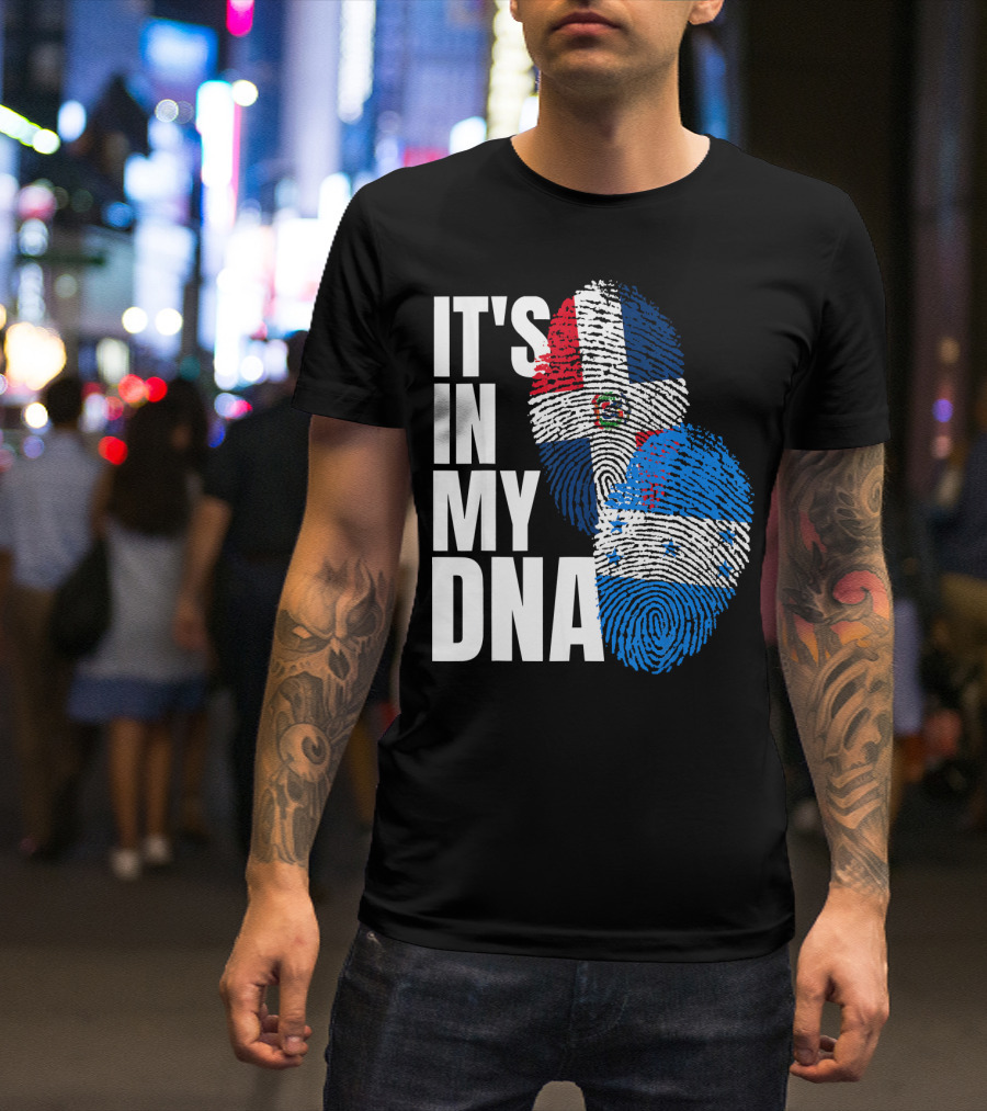 Honduran And Dominican Mix It's In My DNA Fingerprints Flag T-Shirt