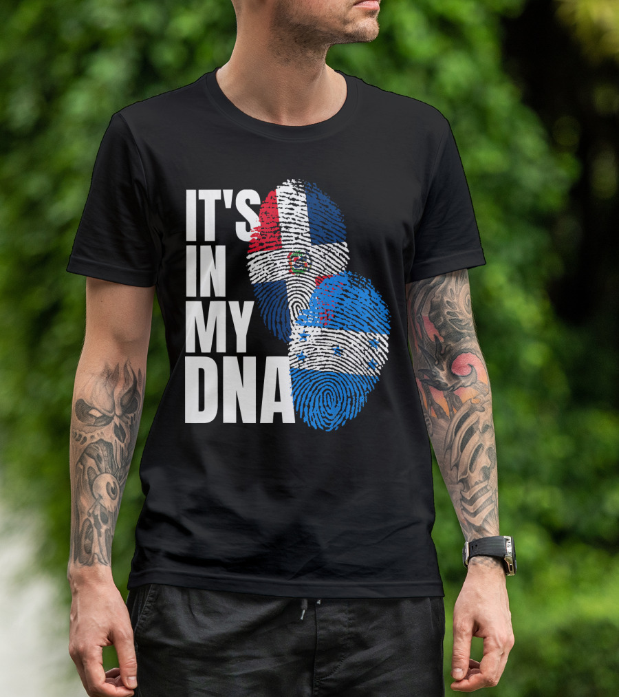 Honduran And Dominican Mix It's In My DNA Fingerprints Flag T-Shirt