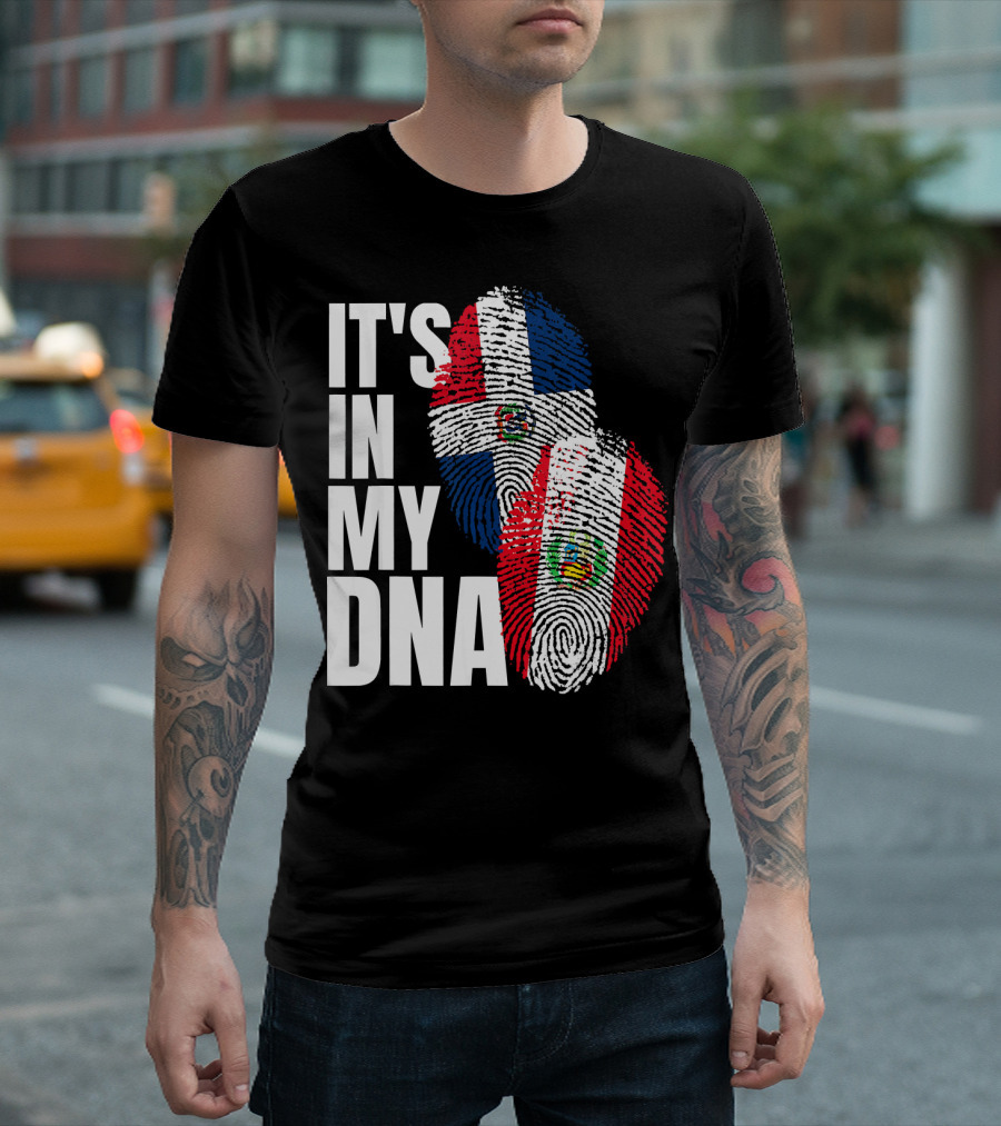 It's In My DNA Peruvian Dominican Fingerprint Flag T-Shirt