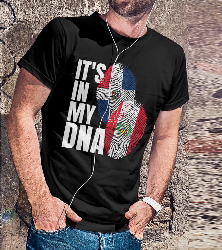 It's In My DNA Peruvian Dominican Fingerprint Flag T-Shirt