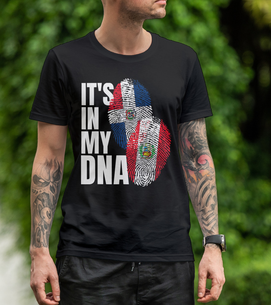 It's In My DNA Peruvian Dominican Fingerprint Flag T-Shirt