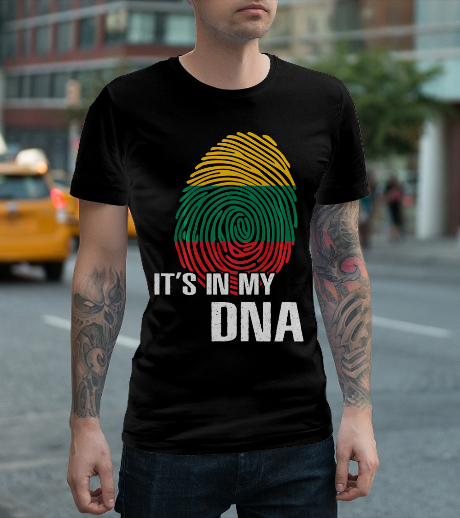 It's In My DNA Lithuania Fingerprint Lithuanian Flag T-Shirt