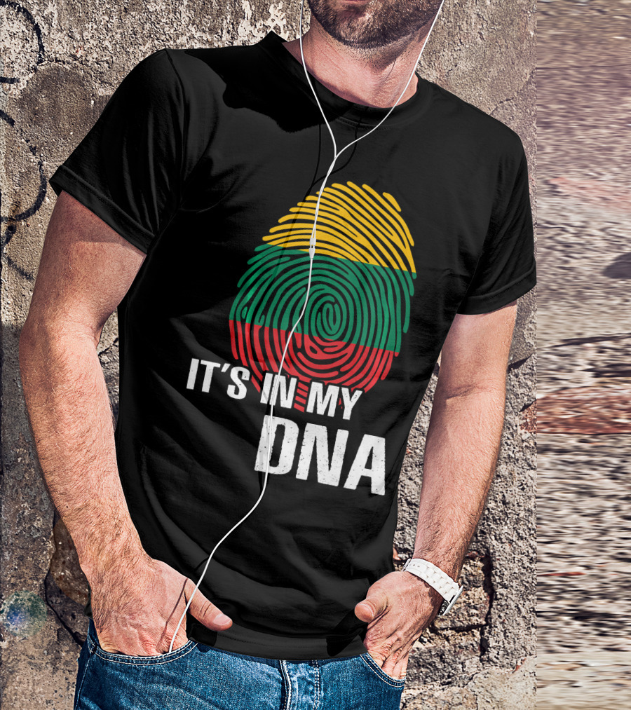 It's In My DNA Lithuania Fingerprint Lithuanian Flag T-Shirt