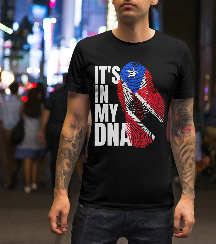 Trinidadian And Boricua Mix It's In My DNA Flag Fingerprint T-Shirt