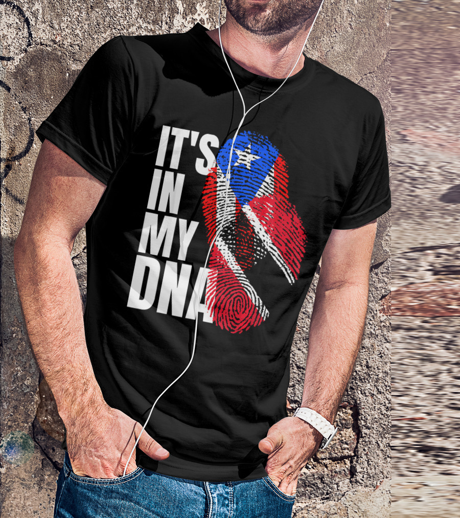 Trinidadian And Boricua Mix It's In My DNA Flag Fingerprint T-Shirt