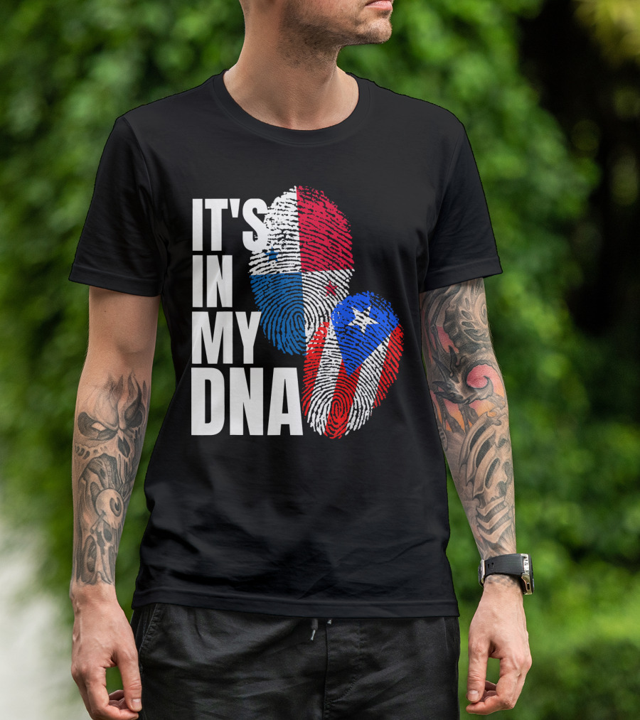 Panamanian Puerto Rican It's In My DNA Fingerprint Flag T-Shirt