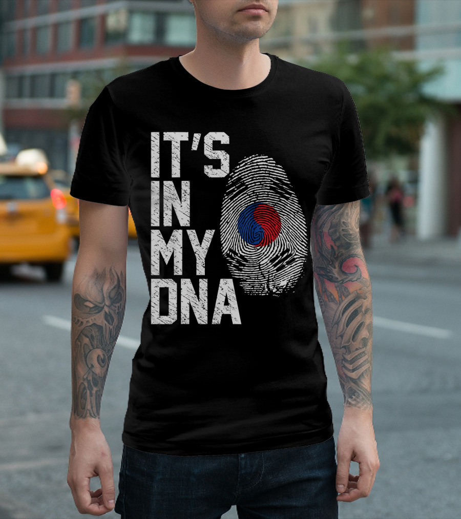 IT'S IN MY DNA South Korea Flag Fingerprint T-Shirt