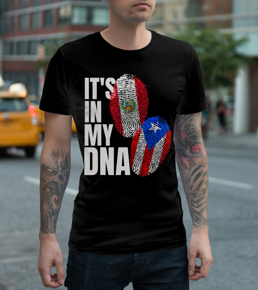 It's In My DNA Peruvian And Puerto Rican Flag Heritage T-Shirt