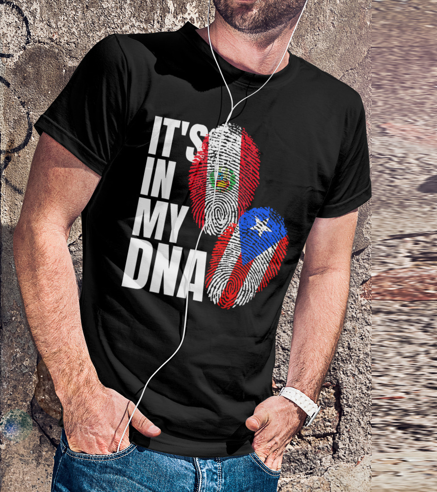 It's In My DNA Peruvian And Puerto Rican Flag Heritage T-Shirt