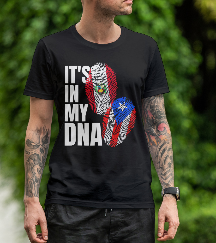 It's In My DNA Peruvian And Puerto Rican Flag Heritage T-Shirt