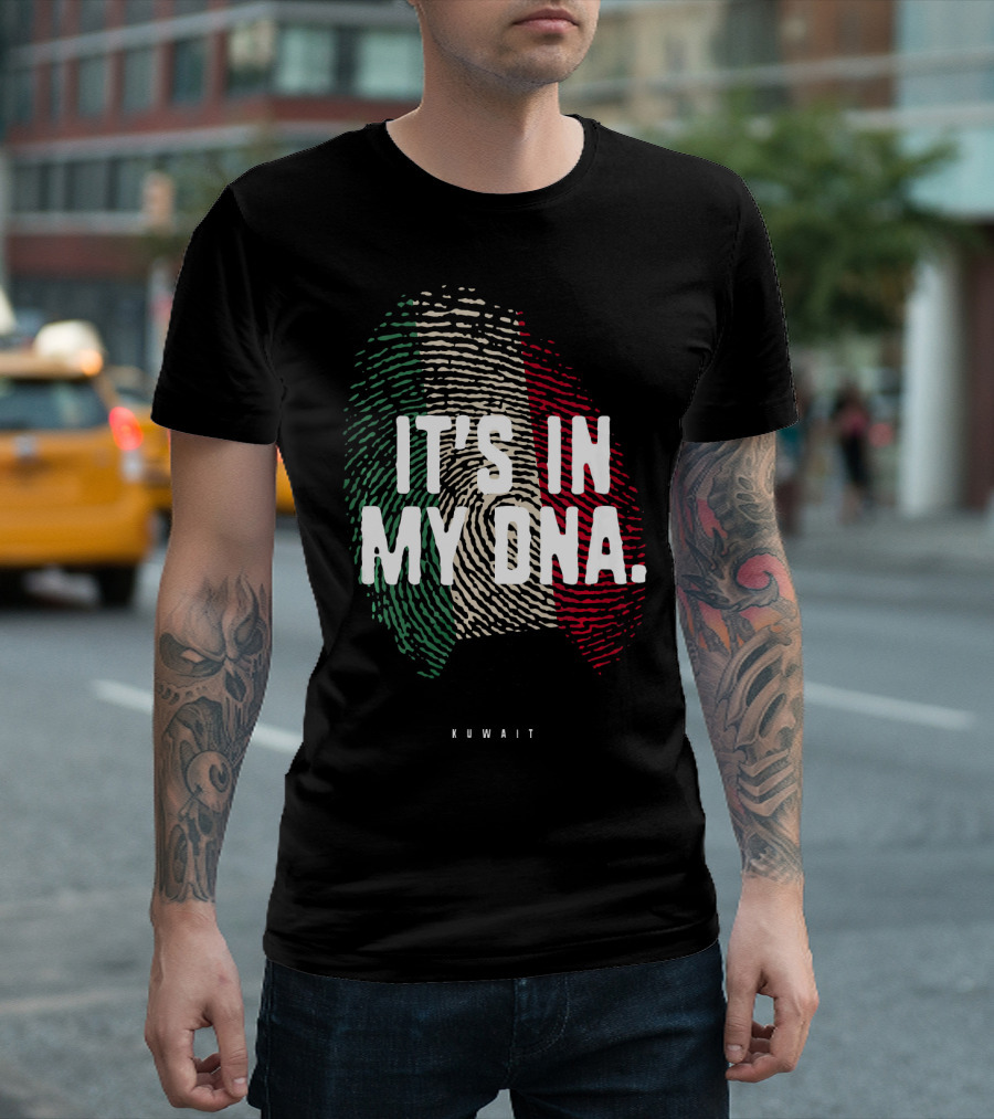 IT'S IN MY DNA Kuwait Flag Kuwaiti Fingerprint T-Shirt