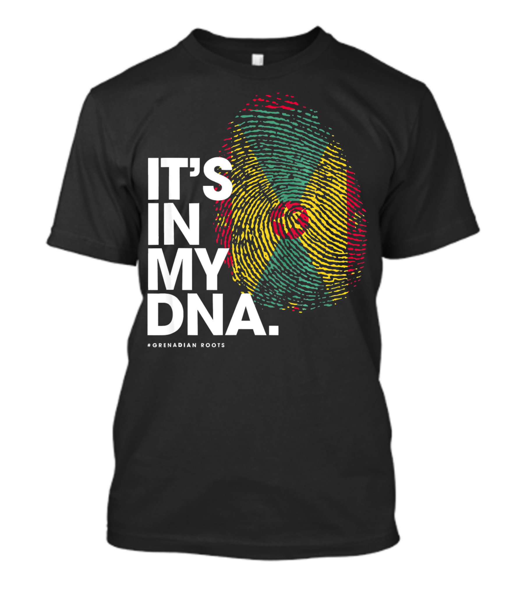 IT'S IN MY DNA Grenadian Roots Flag Fingerprint T-Shirt