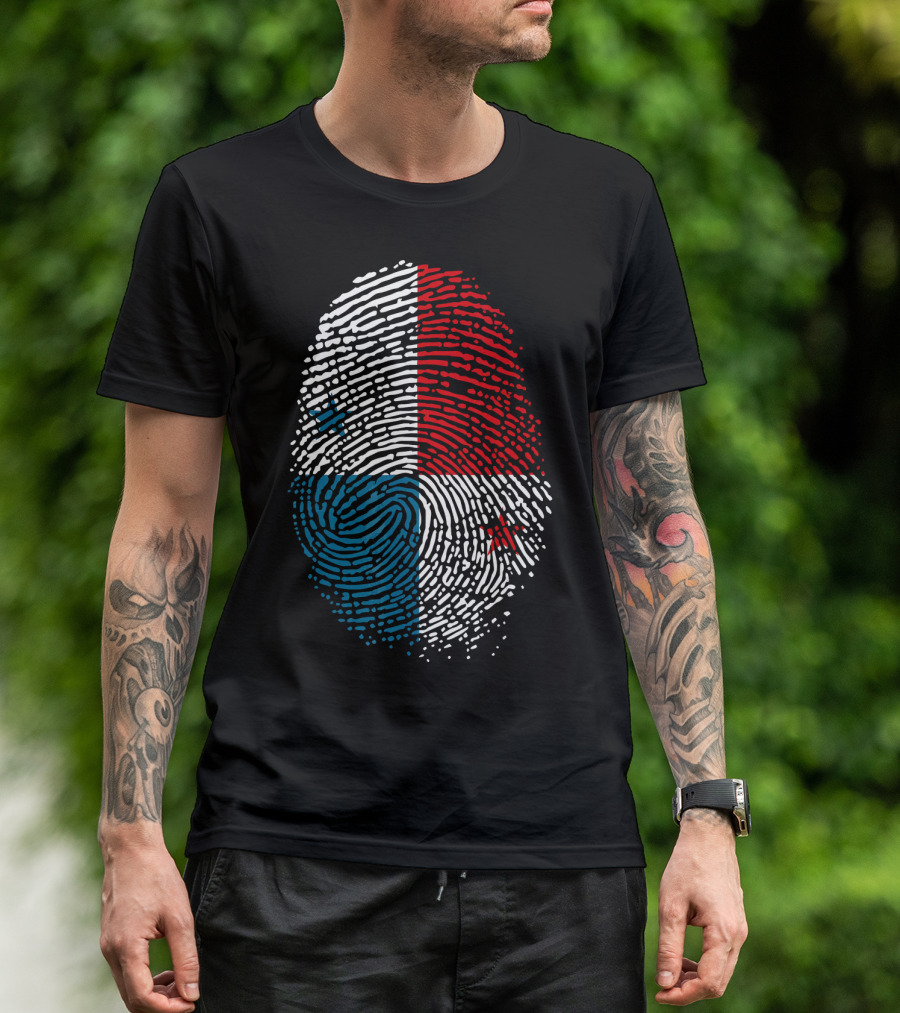 Panama Flag Fingerprint DNA For Birthday T-Shirt
