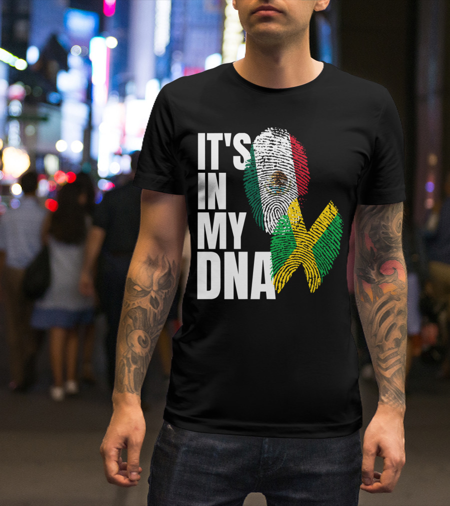 It's In My DNA Jamaican Mexican Flag Fingerprint Heritage T-Shirt