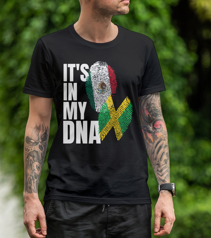 It's In My DNA Jamaican Mexican Flag Fingerprint Heritage T-Shirt