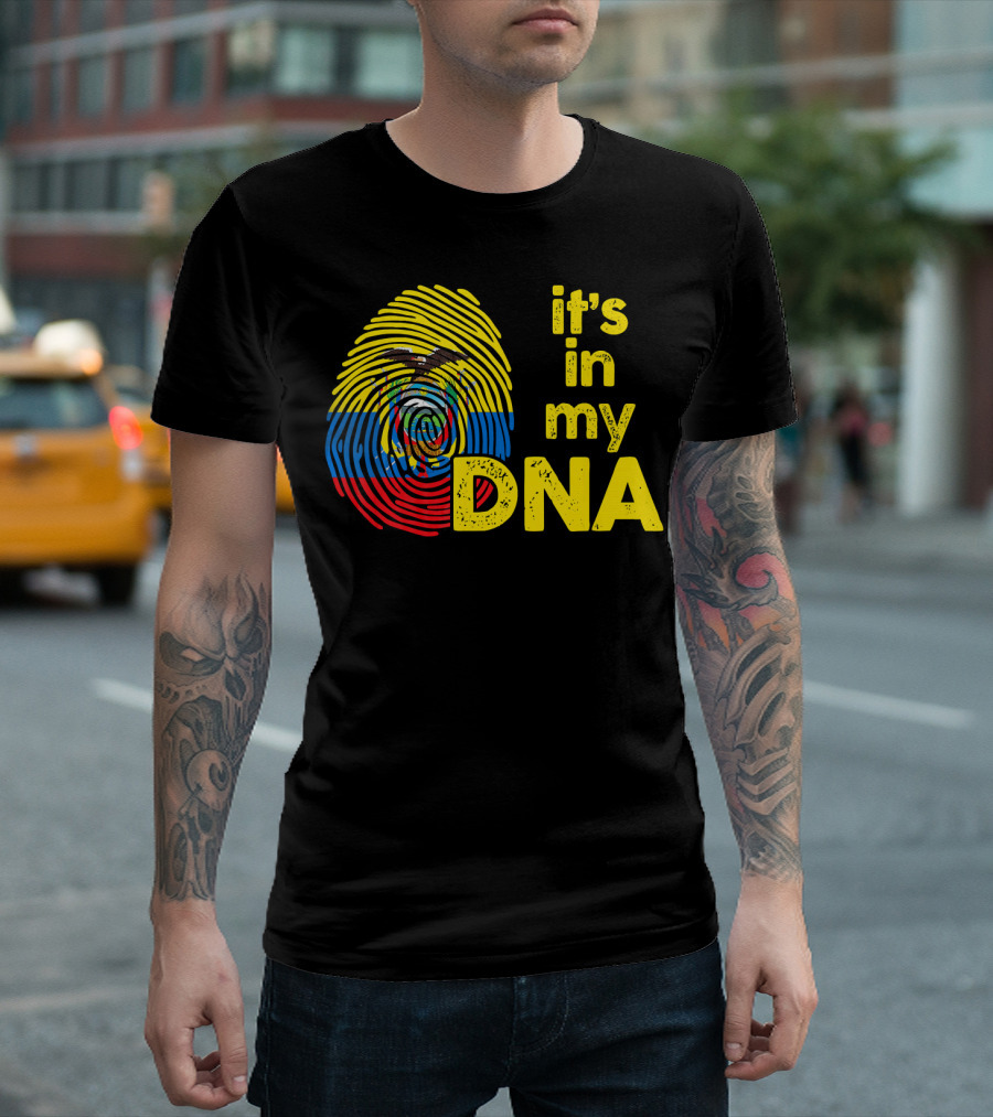 Ecuador Flag Fingerprint It's in My DNA T-Shirt