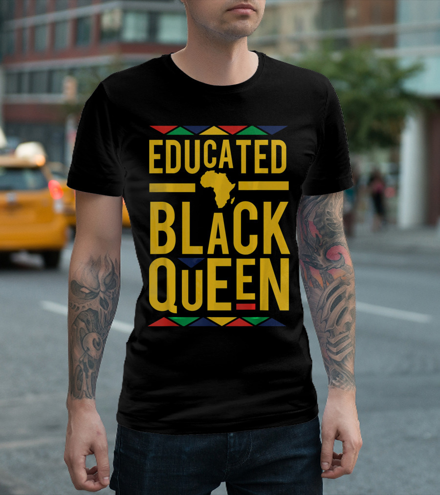 Educated Black Queen Africa Dashiki Colors T-Shirt