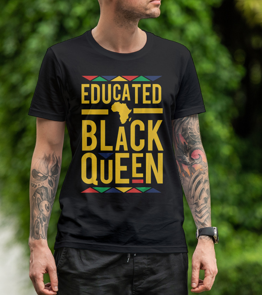 Educated Black Queen Africa Dashiki Colors T-Shirt