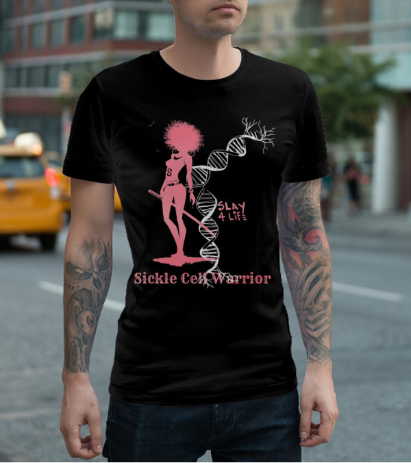 Sickle Cell Warrior Slay 4 Life DNA Pink T-Shirt