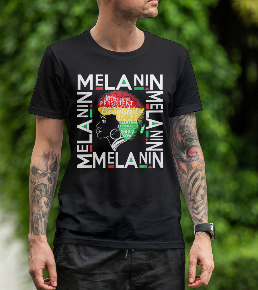 Beautiful Black Queen Melanin Bold Persistent Talented Fun Brave Alluring T-Shirt
