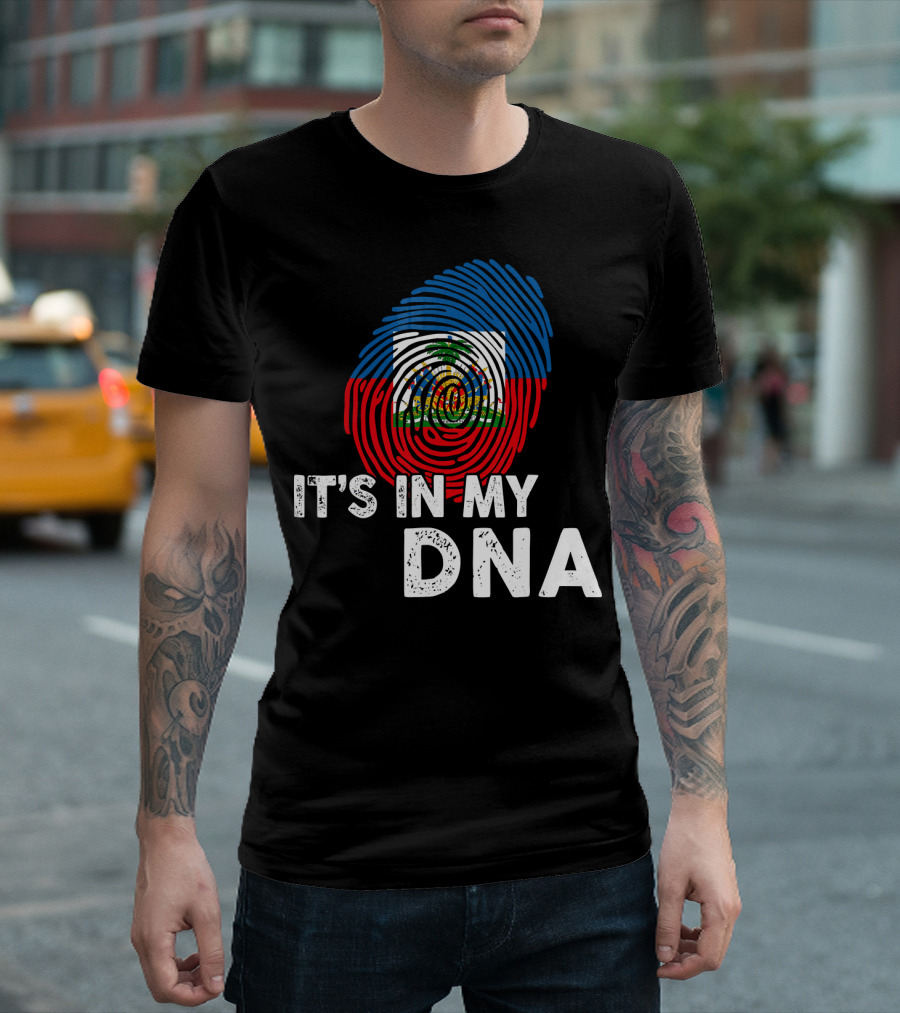 Haiti Flag Fingerprint It's In My DNA Haitian Pride T-Shirt