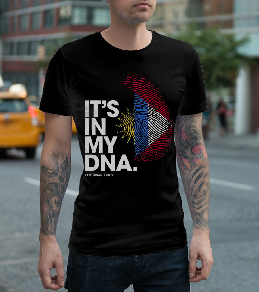 IT'S IN MY DNA Antigua and Barbuda Flag Antiguan Roots T-Shirt