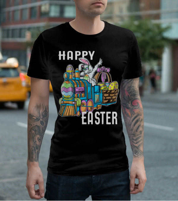 HAPPY EASTER Eggspress Bunny Train With Basket And Dabbing Rabbit T-Shirt