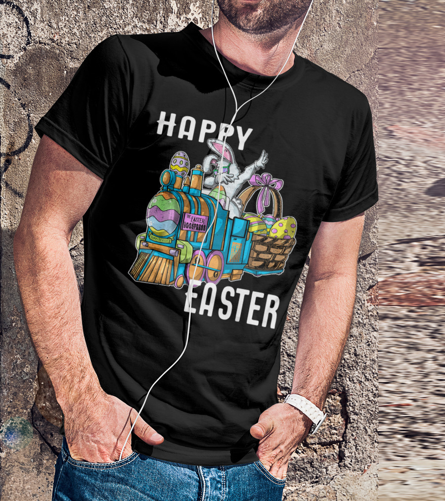 HAPPY EASTER Eggspress Bunny Train With Basket And Dabbing Rabbit T-Shirt